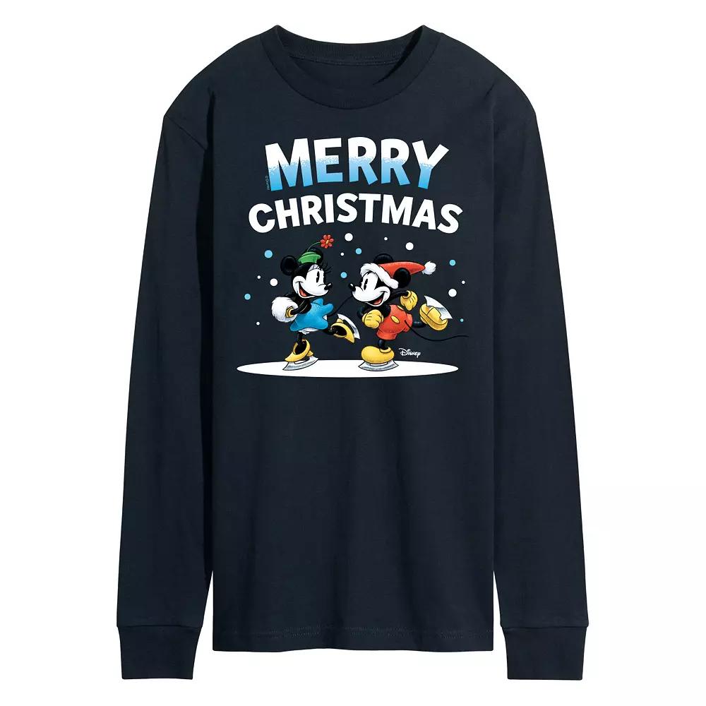 Disney's Mickey & Minnie Mouse Men's Merry Christmas Long Sleeve Graphic Tee,  Product Image