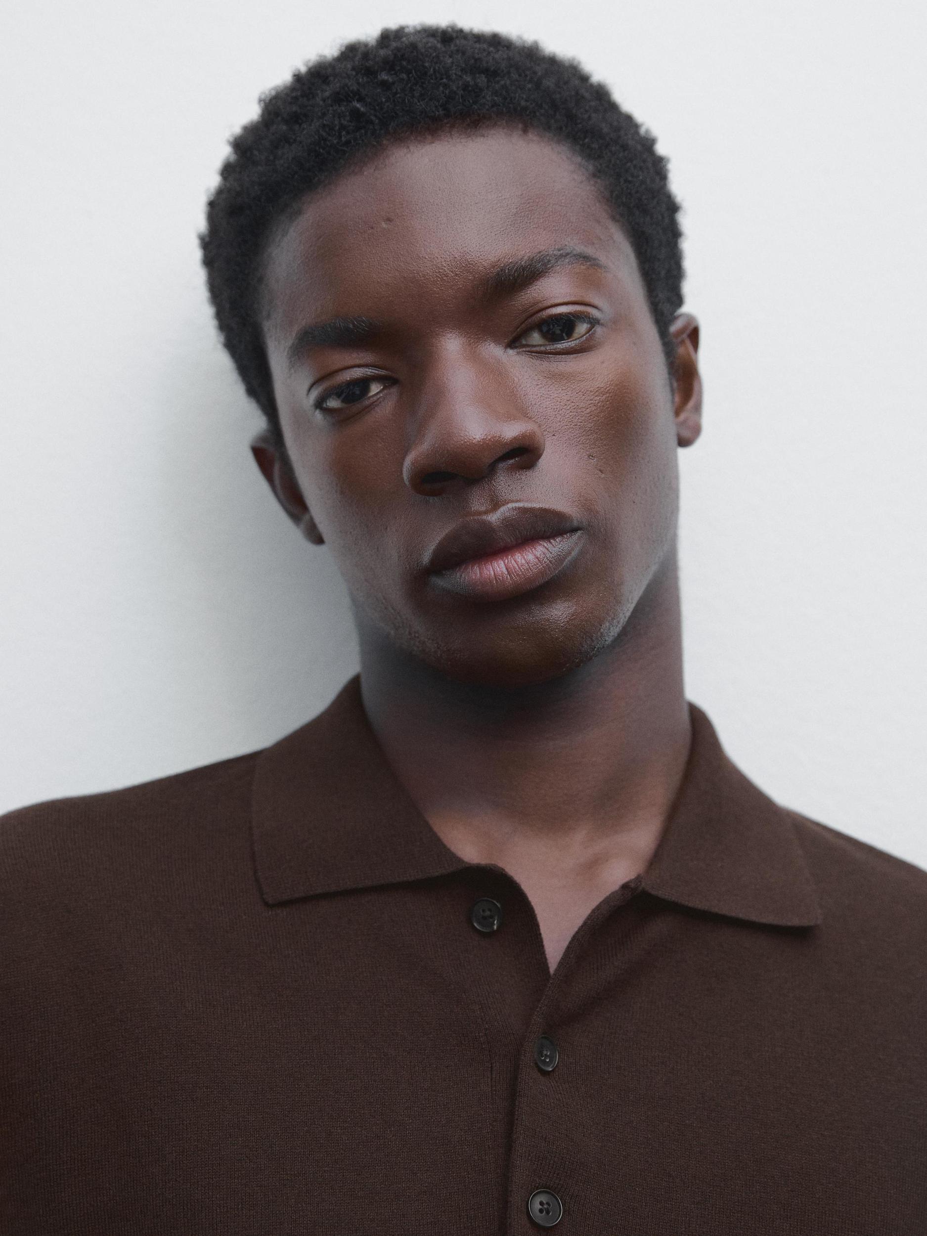 Cotton blend knit polo sweater Product Image