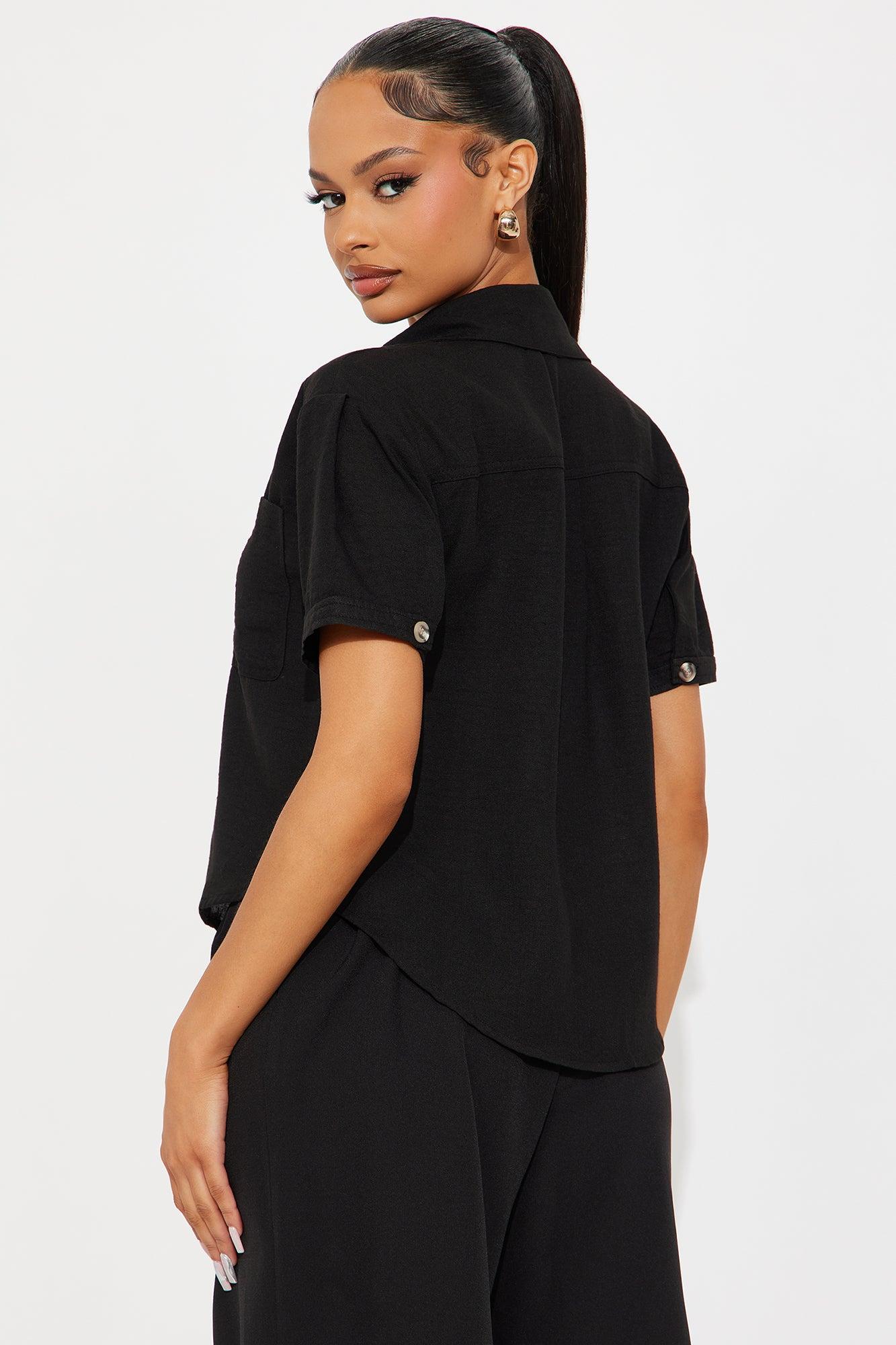 Freya Linen Shirt - Black Female Product Image