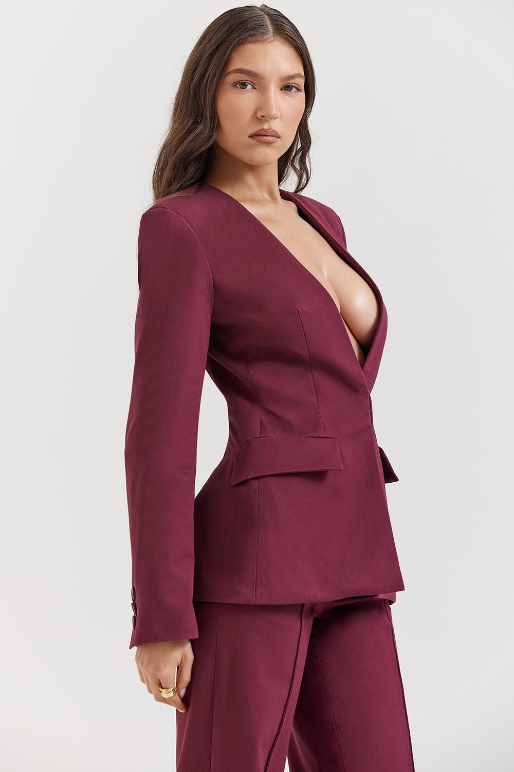 Theodora  wine deep v blazer - sale Product Image