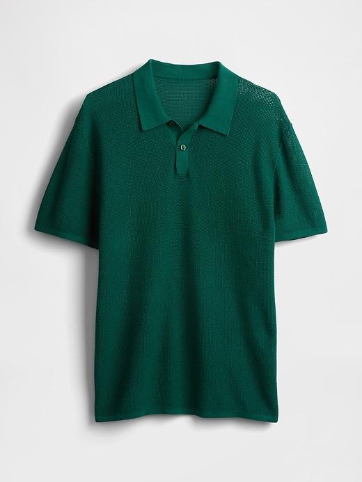 Textured Crochet Polo Shirt Product Image