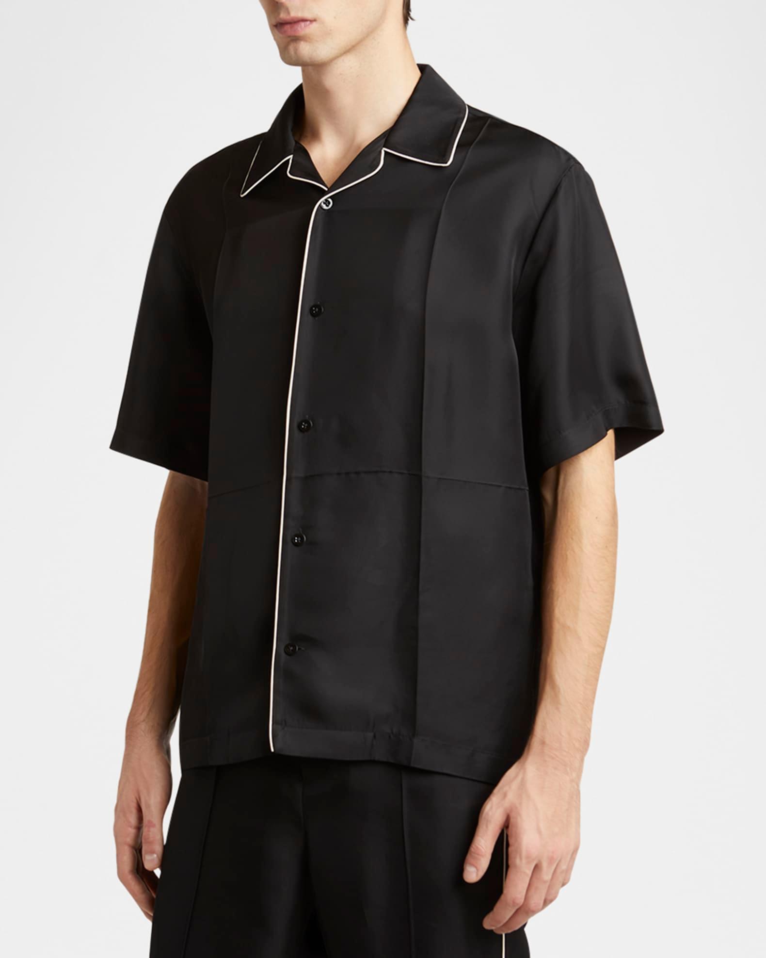 Men's Boxy-Fit Bowling Shirt with Piping Product Image