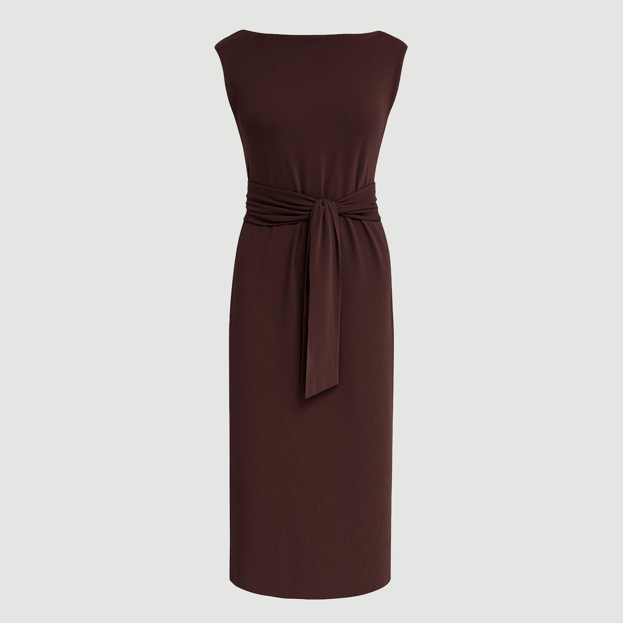 Edina Tie-Front Slit-Neck Dress Product Image