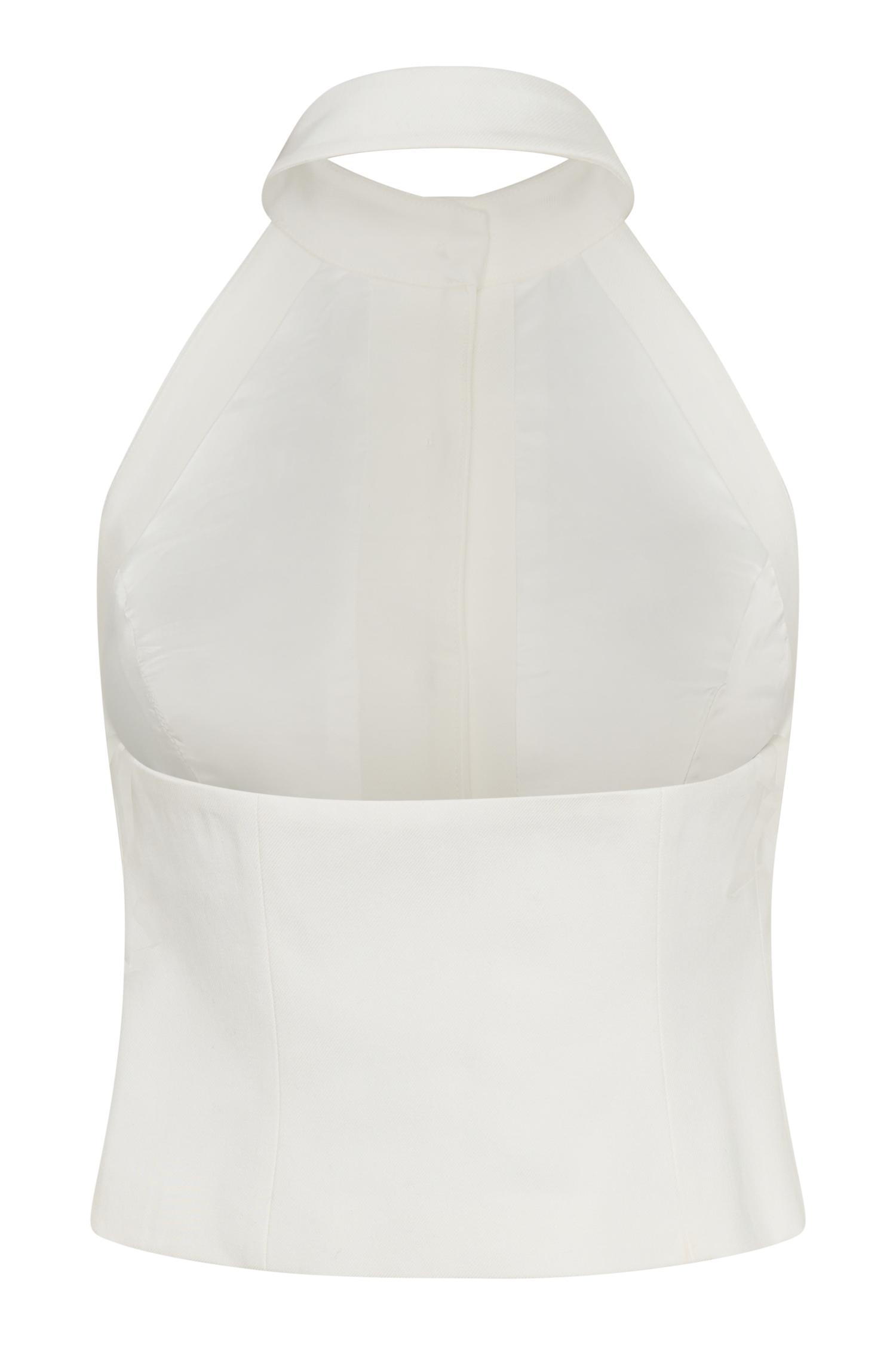 Tiara Halter Neck Suiting Top - White Product Image