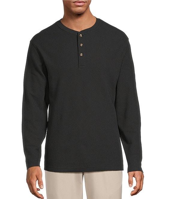 Roundtree & Yorke Long Sleeve Solid Waffle Henley Shirt Product Image
