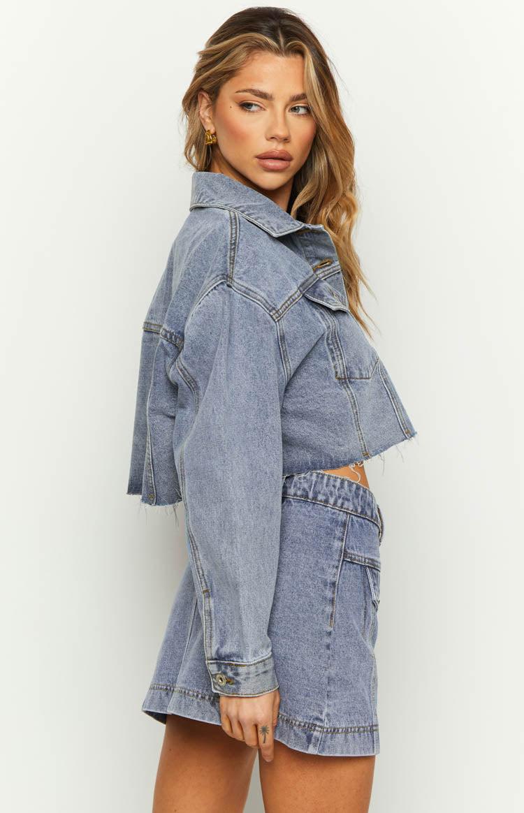 Helena Mid Wash Denim Cropped Jacket Baby Product Image