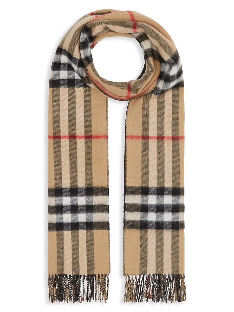 Womens Reversible Giant Check To Solid Cashmere Scarf Product Image