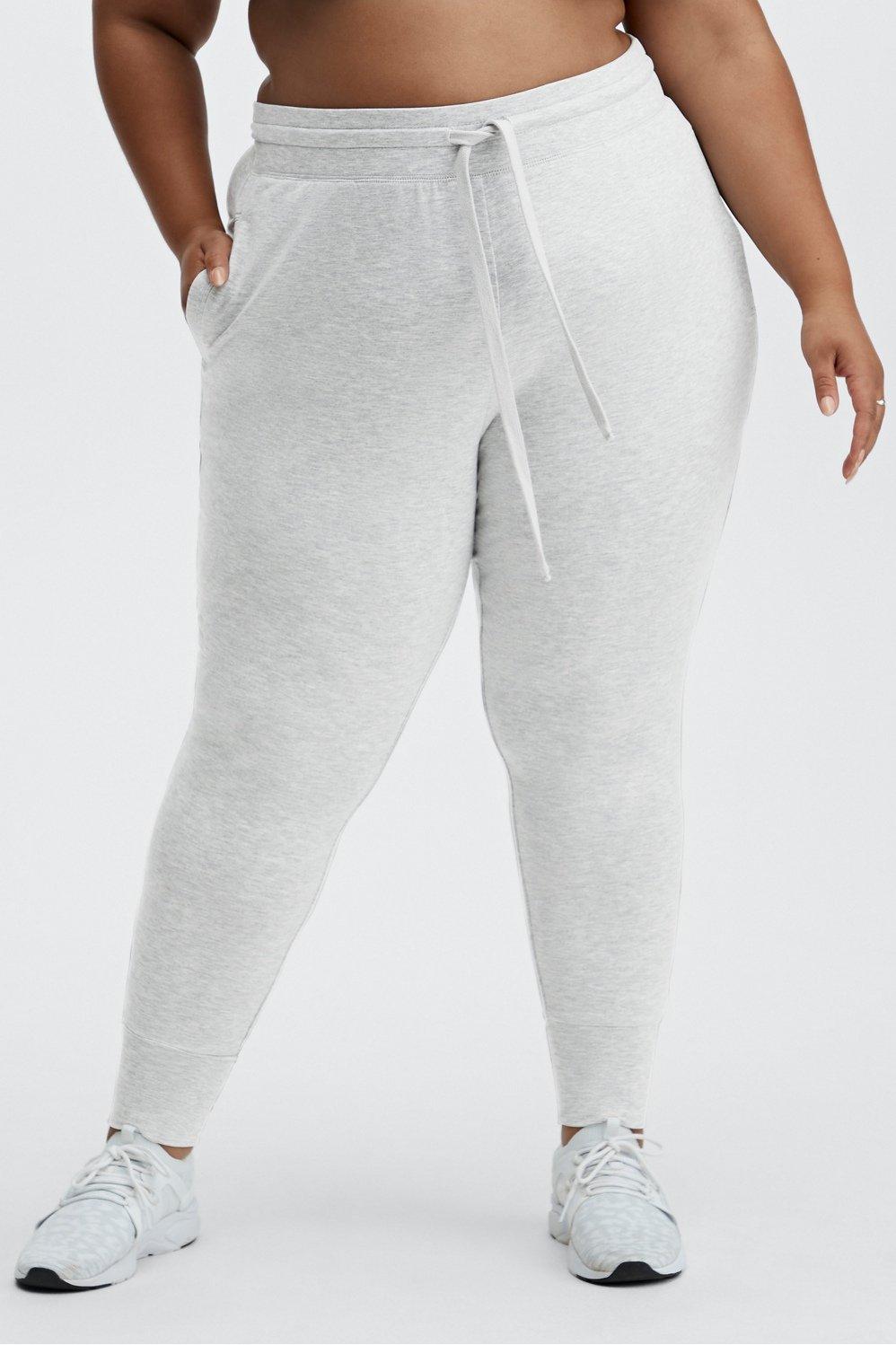 Fabletics Luxe Terry Jogger Womens Snow Grey Heather Size XXL Product Image