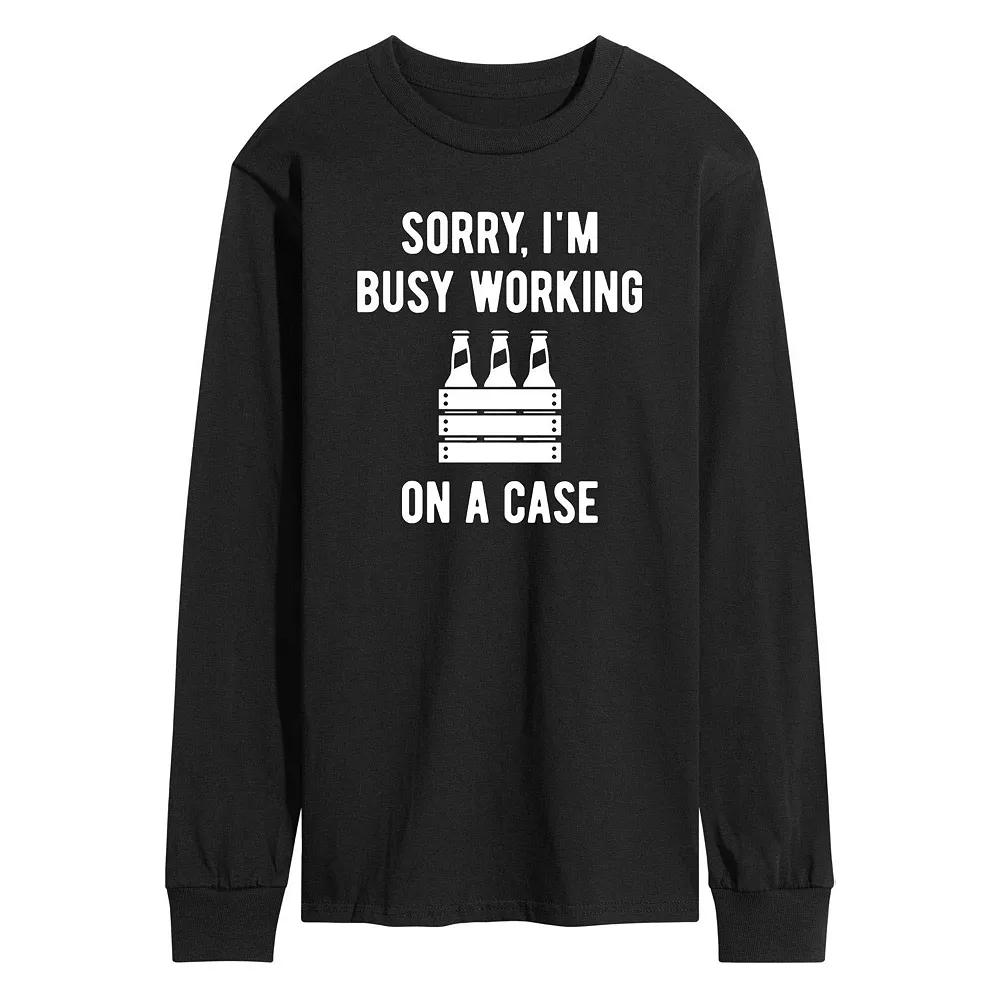 Men's Sorry I'm Busy Working On A Case Long Sleeve Graphic Tee,  Product Image