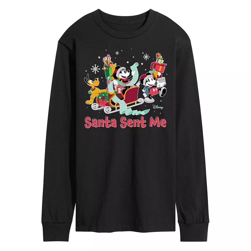 Disney's Mickey Mouse & Friends Men's Santa Sent Me Long Sleeve Graphic Tee,  Product Image