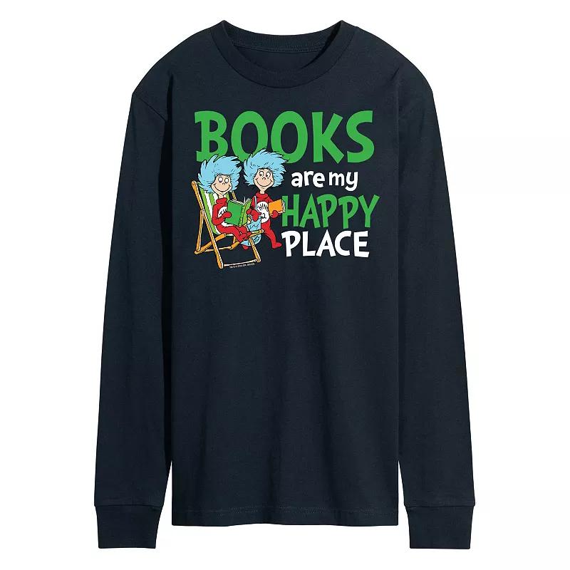 Men's Dr Seuss Books Are My Happy Place Long Sleeve Graphic Tee,  Product Image