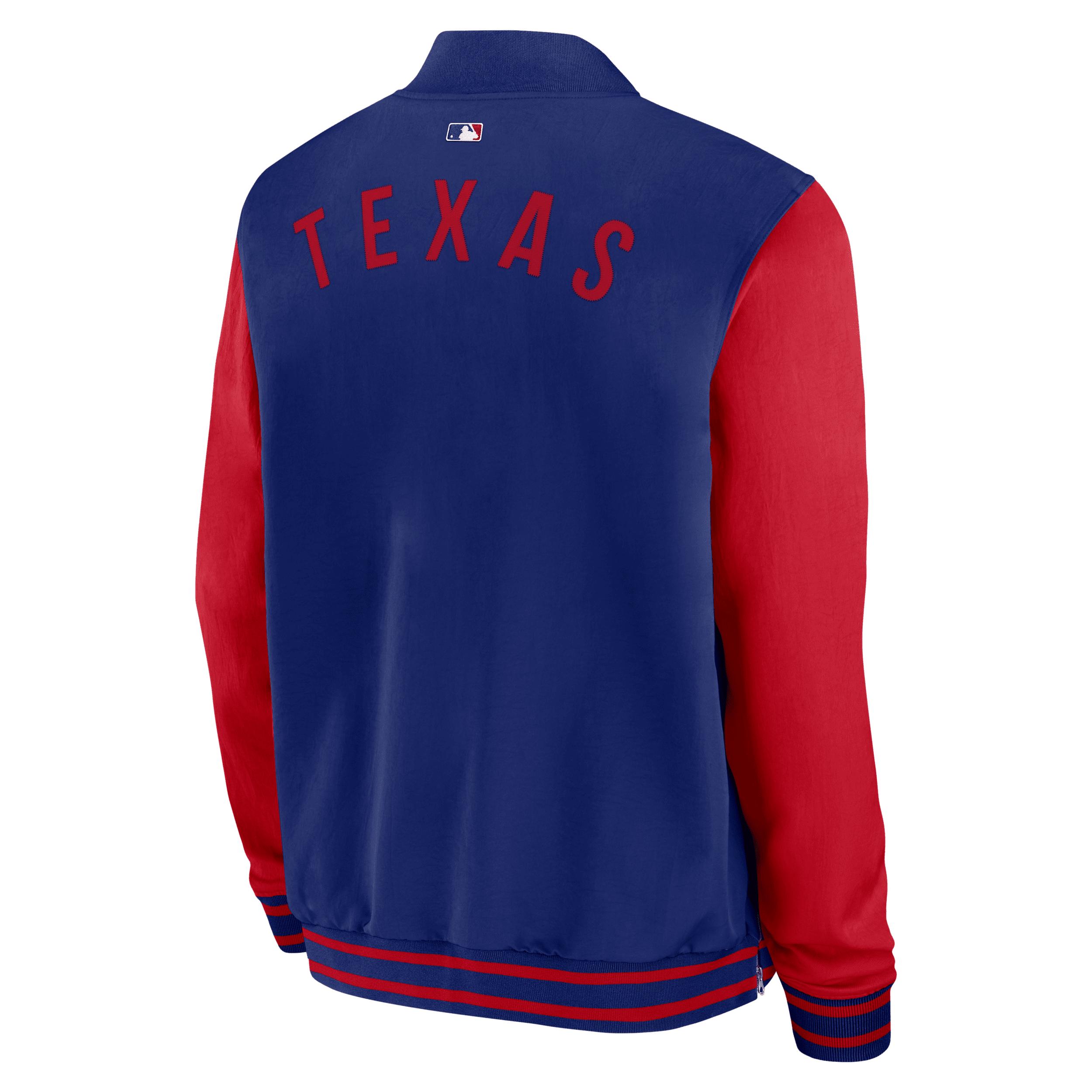Texas Rangers Authentic Collection Dugout Nike Men's MLB Full-Zip Bomber Jacket Product Image
