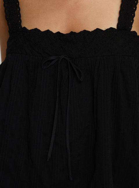 Reason To Stay Lace Trim Floaty Mini Dress Black Product Image