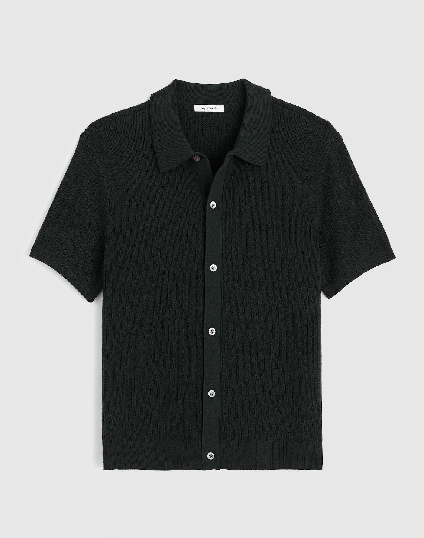 Tuck-Stitch Button-Up Sweater Polo Product Image
