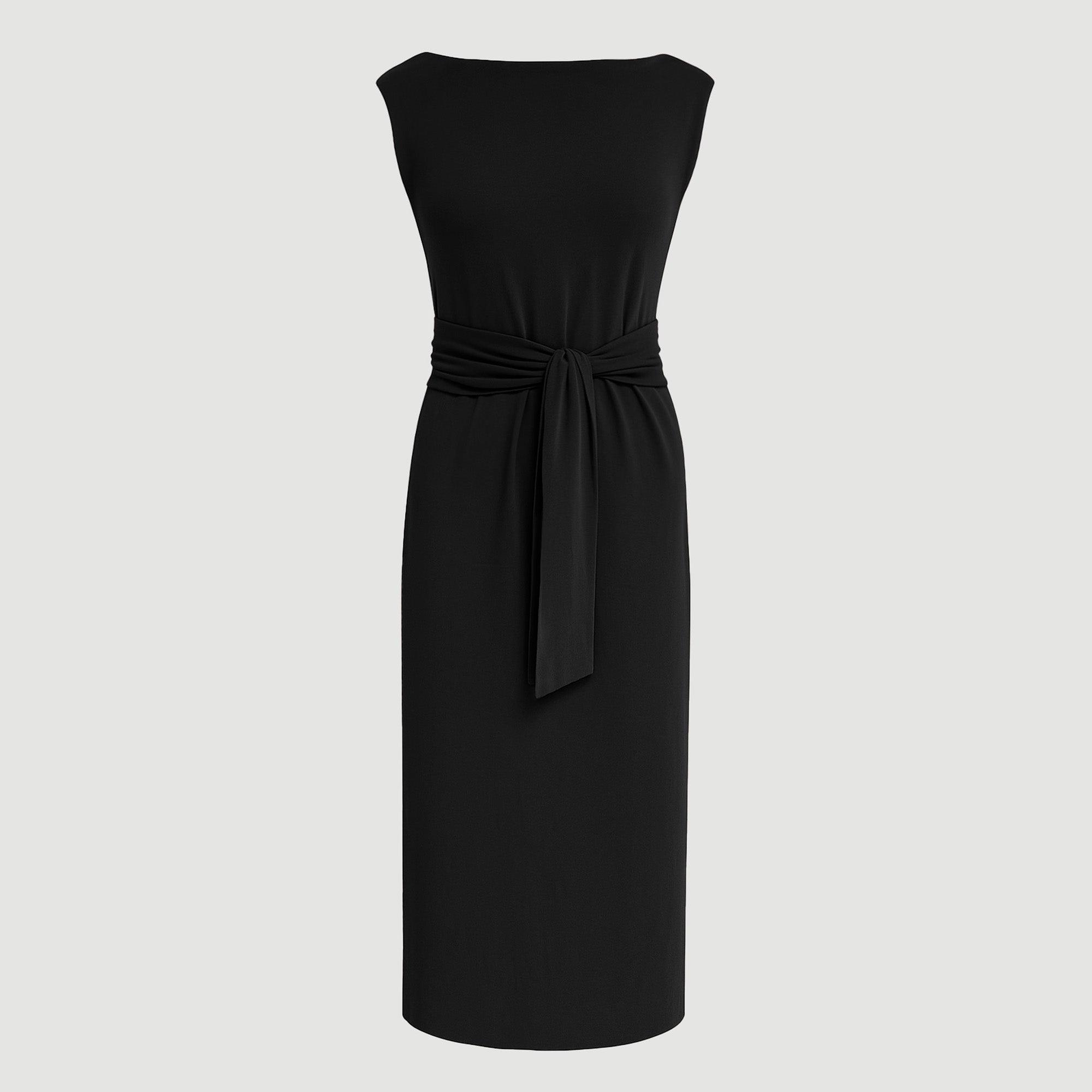 Edina Tie-Front Slit-Neck Dress Product Image