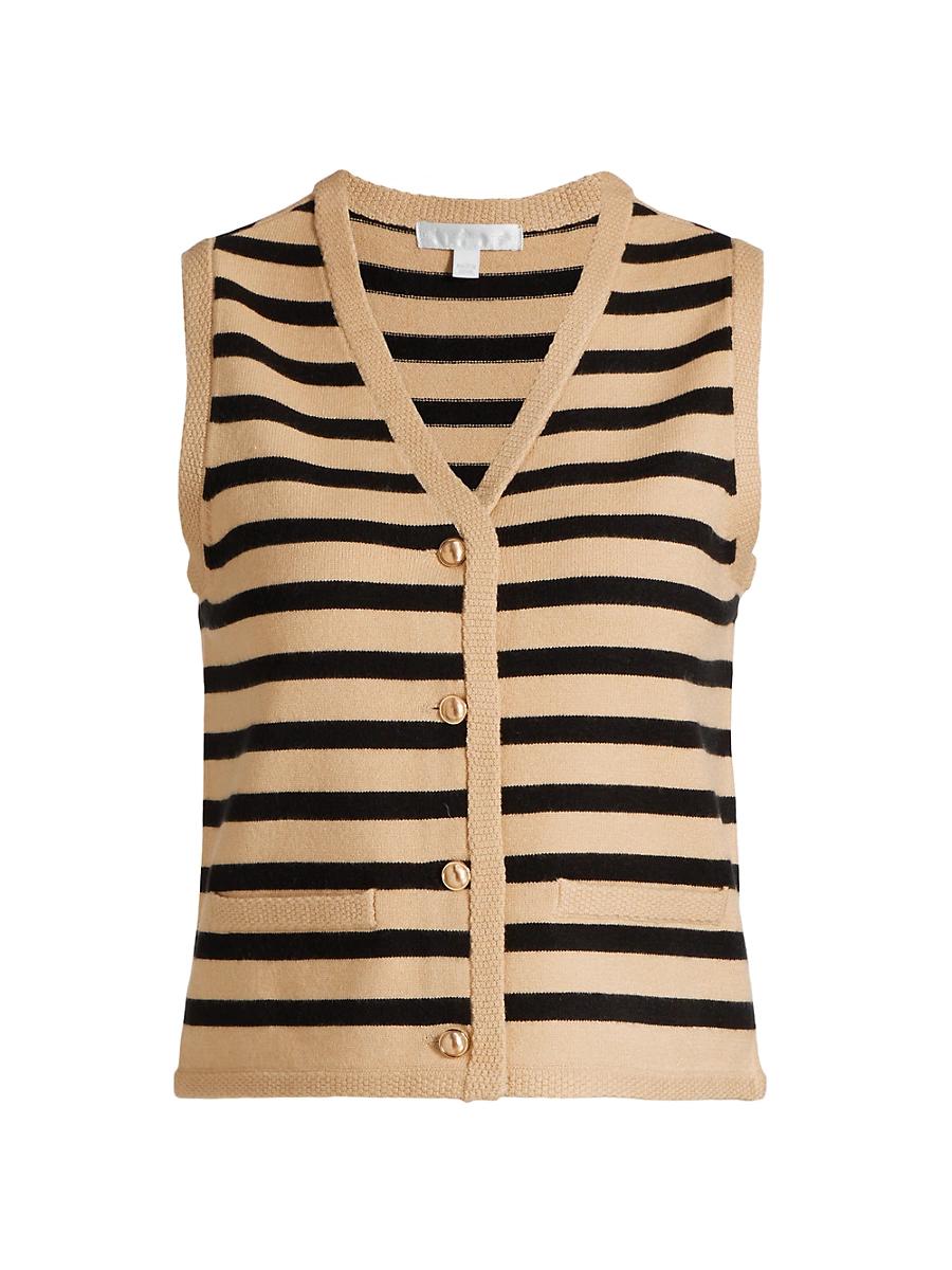 Womens Striped Knit Sweater Vest Product Image