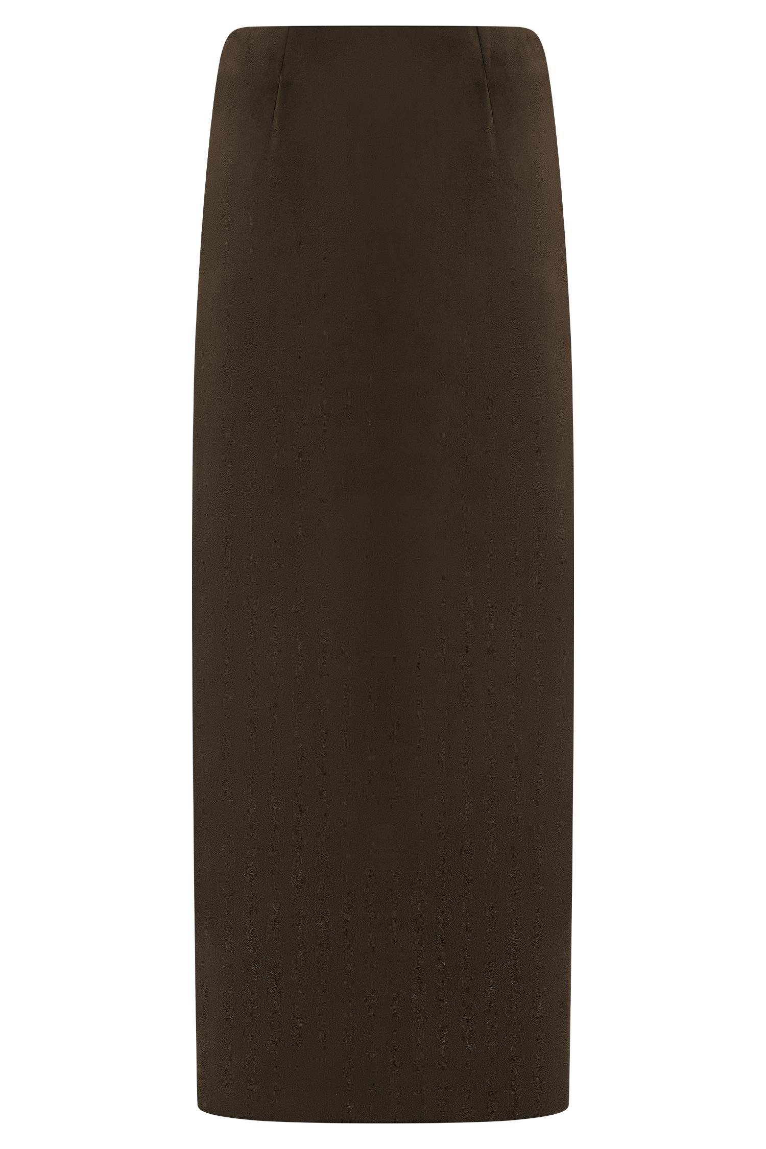 Hayes Faux Suede Midi Skirt - Chocolate Product Image