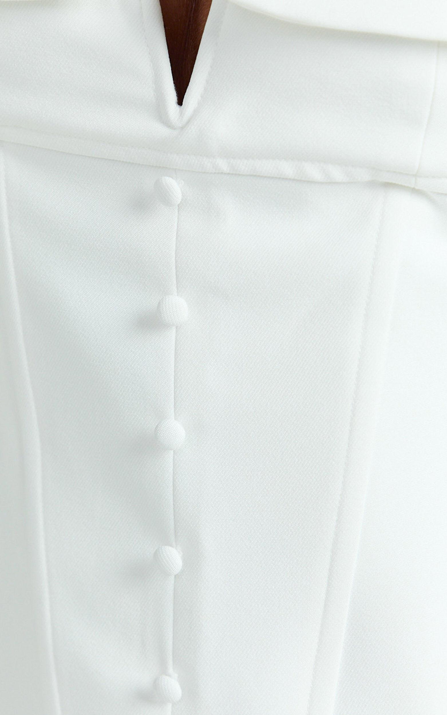 Stacey Two Piece Set - Cap Sleeve Square Neck Top And Mid Rise Fitted Skirt in White Product Image