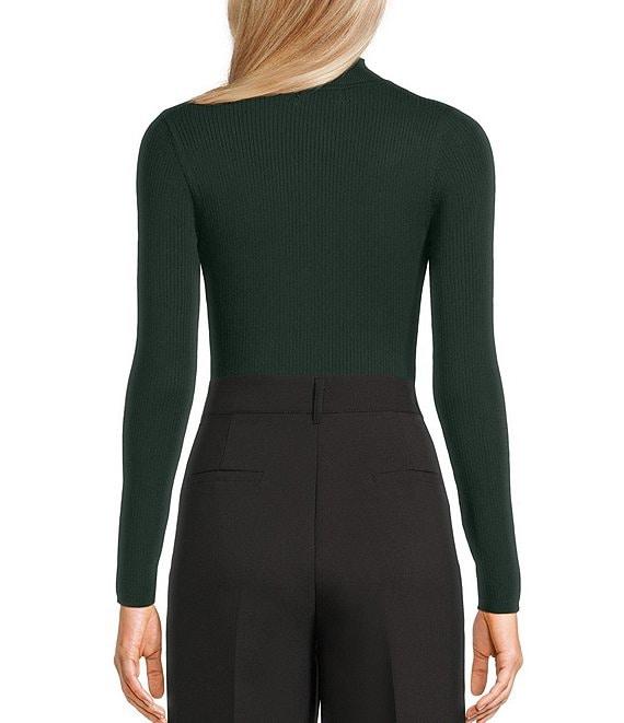 Blu Pepper Rib Knit Mock Neck Long Sleeve Bodysuit Product Image