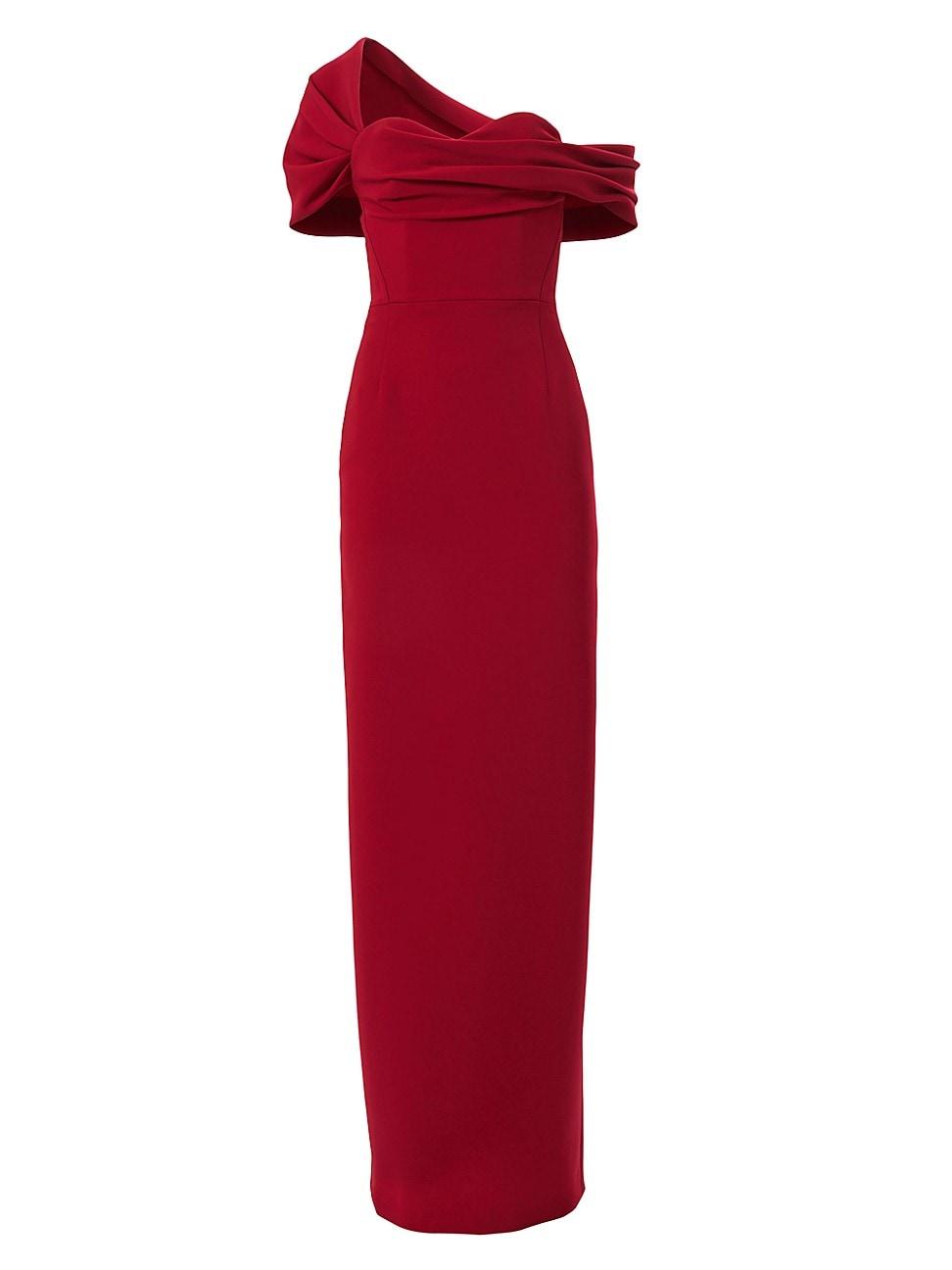 Womens Draped Off-the-Shoulder Column Gown Product Image