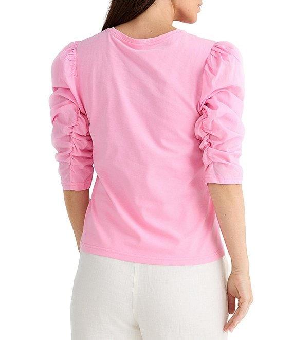 Brave + True 3/4 Gathered Puff Sleeve Crew Neck Top Product Image