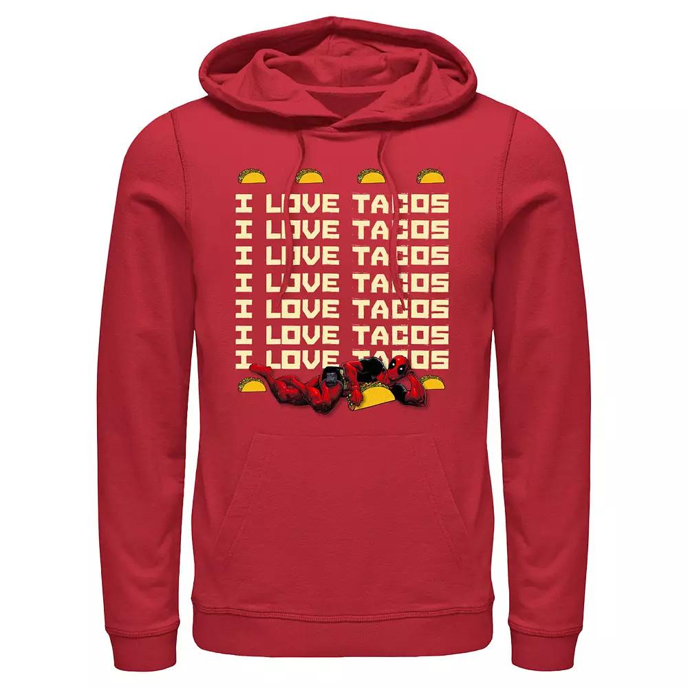 Marvel's Deadpool I Love Tacos Quote Men's Graphic Hoodie, Size: Large, Red Product Image