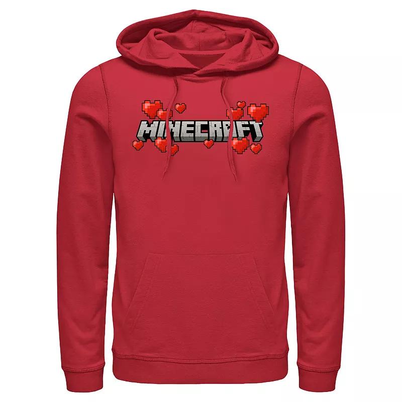 Men's Minecraft Title Hearts Logo Graphic Hoodie, Size: Large, Red Product Image