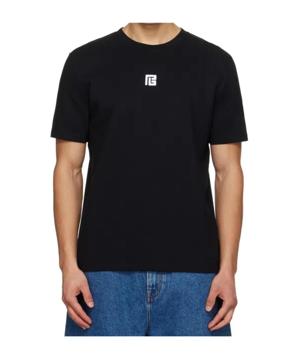 BALMAIN Logo-embroidered Crew-neck T-shirt In Black Product Image