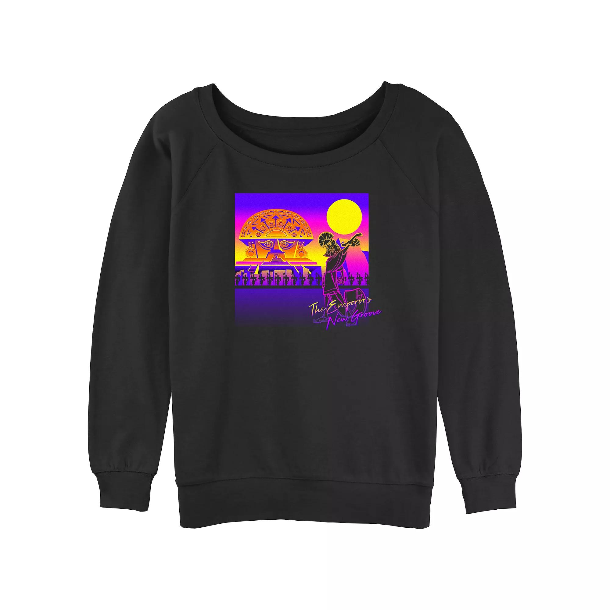 Disney's The Emperor New Groove Kuzco's Palace Juniors' Graphic Slouchy Terry, Women's, Size: XL, Black Product Image