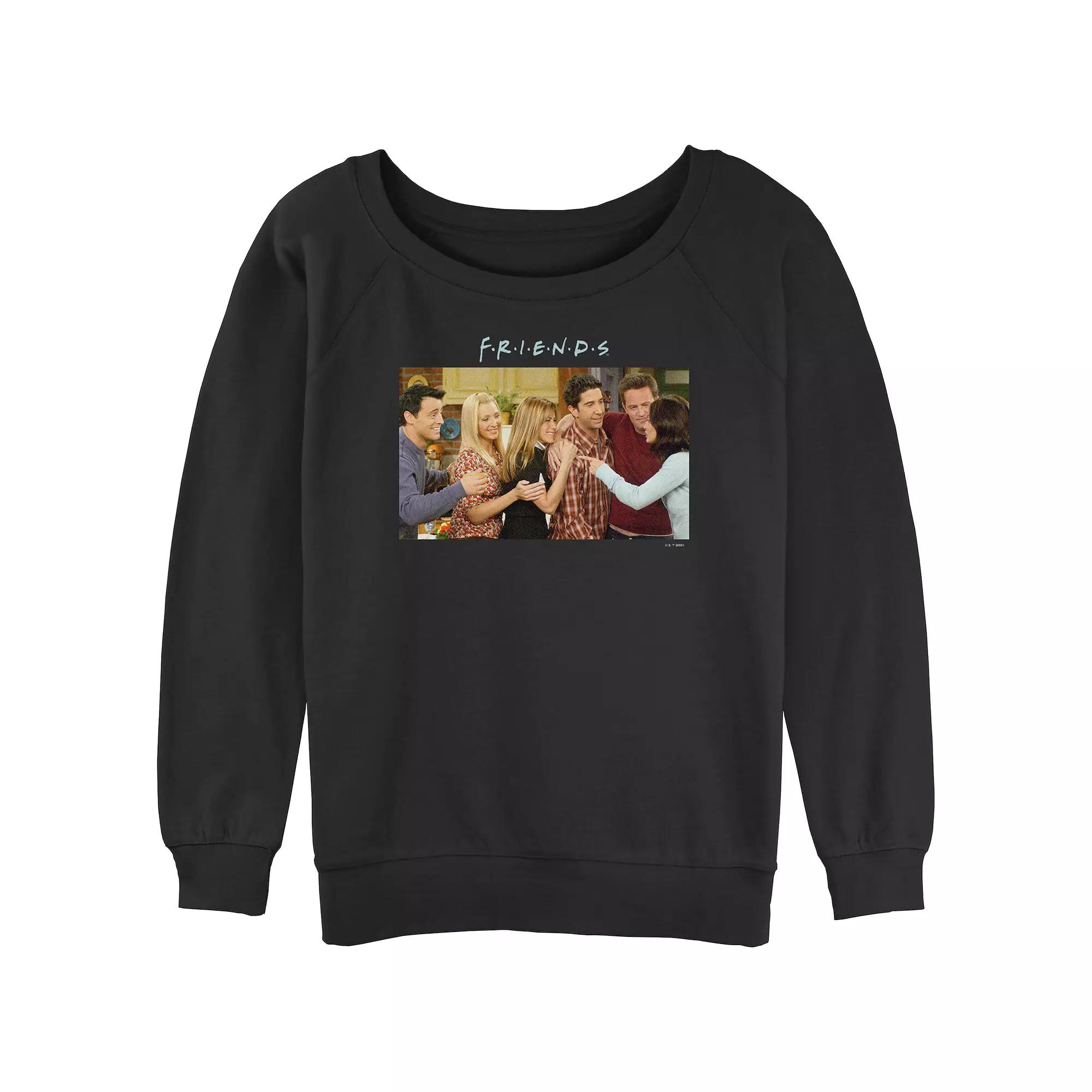 Juniors' Friends Group Scene Graphic Slouchy Terry Pullover, Women's, Size: XL, Black Product Image