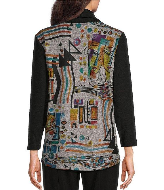 Ali Miles Knit Print Cowl Neck 3/4 Sleeve Tunic Product Image