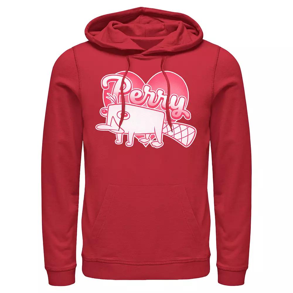 Disney's Phineas And Ferb Valentine's Day Perry Heart Men's Graphic Hoodie, Size: XL, Red Product Image