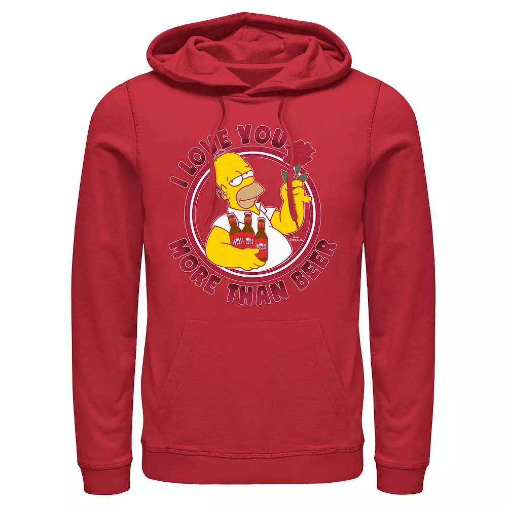 Men's The Simpsons Homer I Love You More Than Beer Graphic Hoodie, Size: XL, Red Product Image