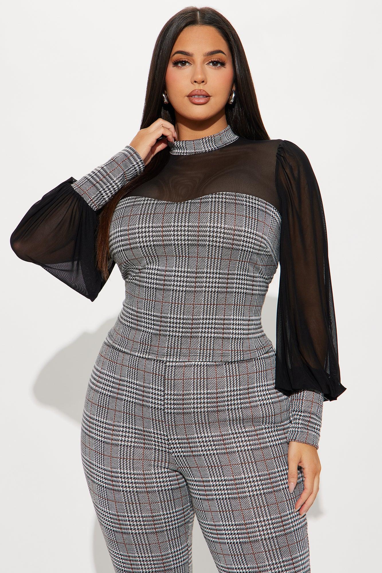 Mia Plaid Pant Set - Black/combo Product Image