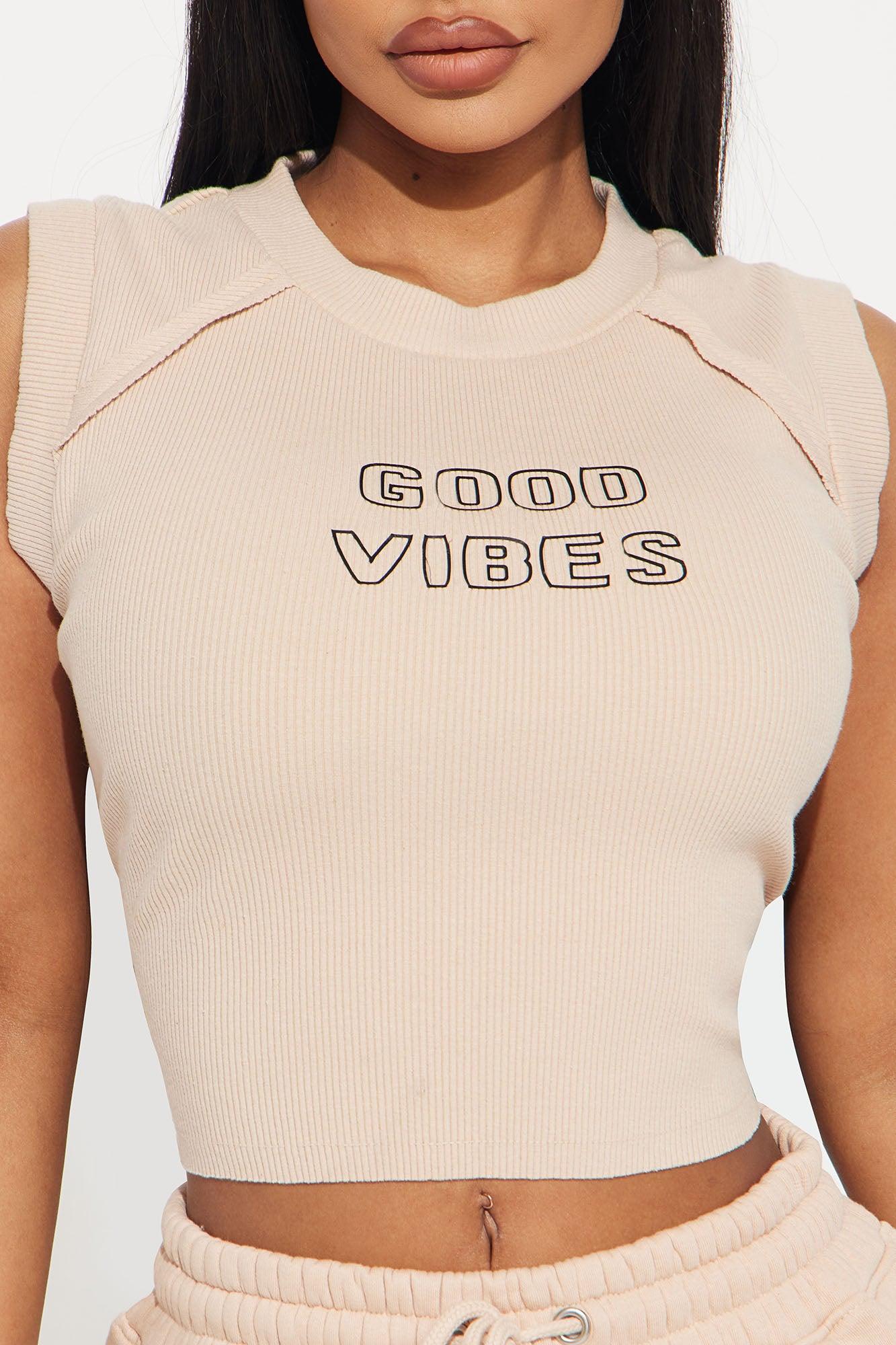 Good Vibes Washed Tee - Taupe/combo Product Image