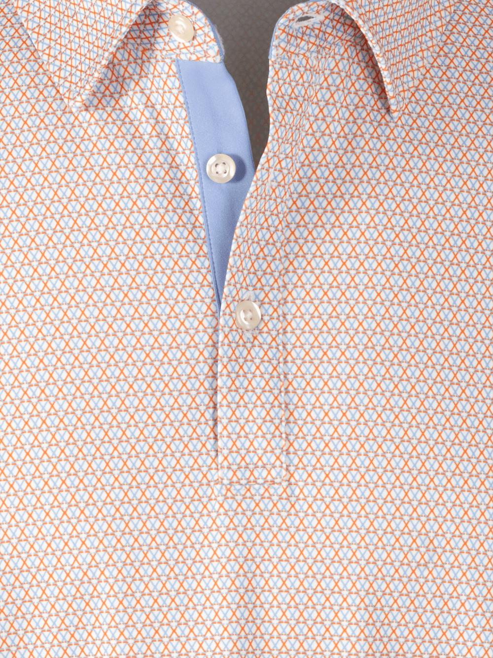 Performance Blend Three Button Polo - Orange Multi Product Image