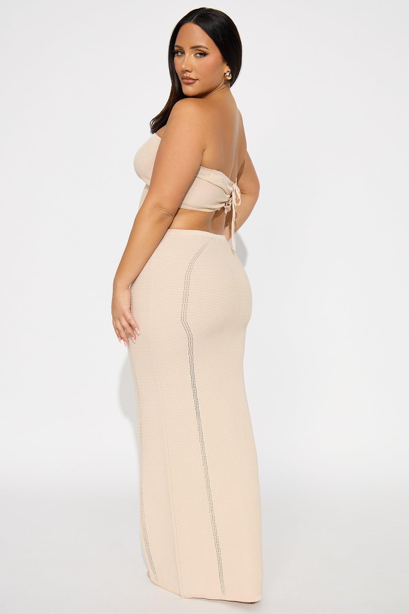 Lyla Crochet Maxi Skirt Set - Cream Female Product Image