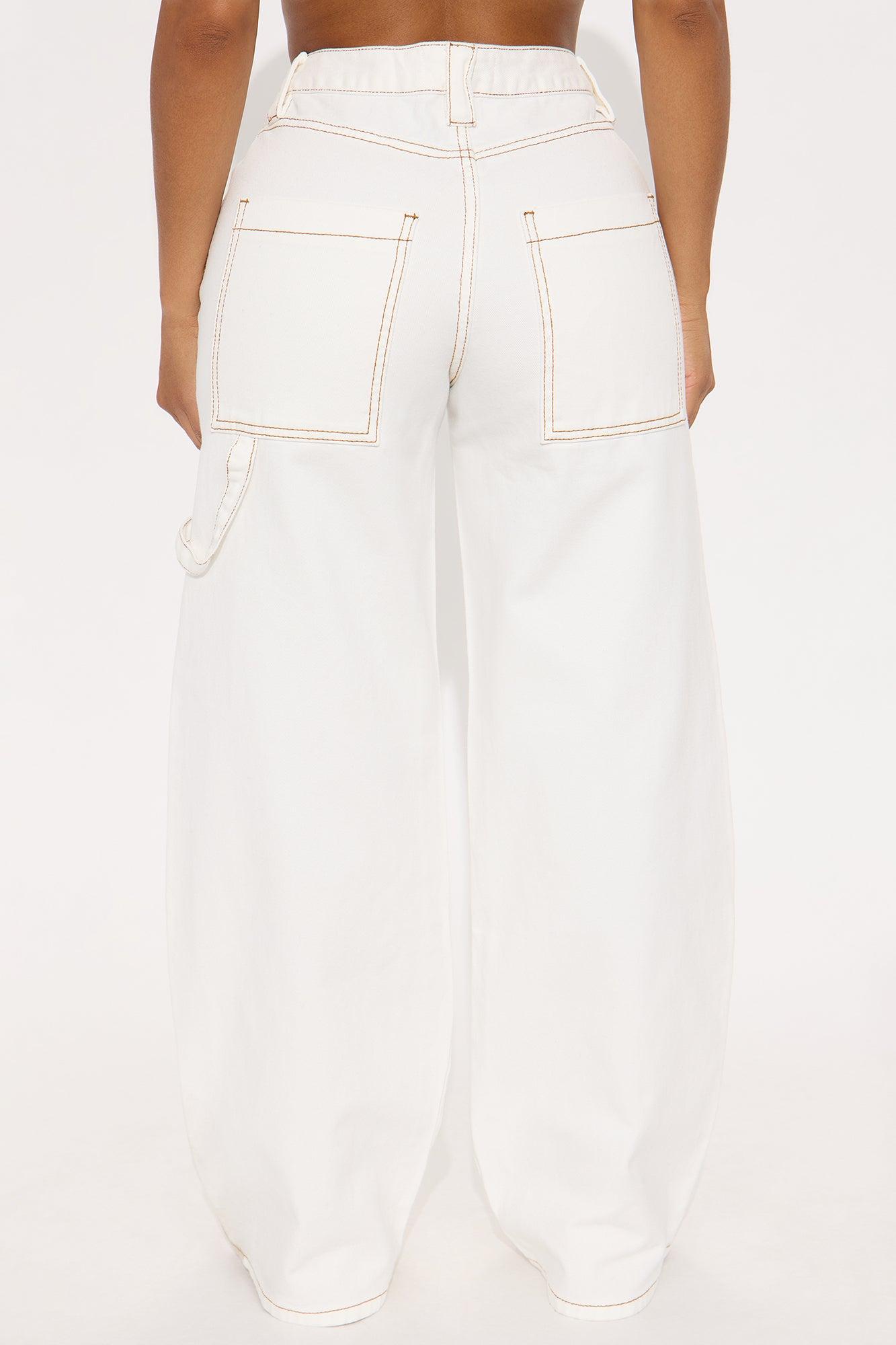 Au Naturel Utility Wide Leg Jeans - Off White Female Product Image