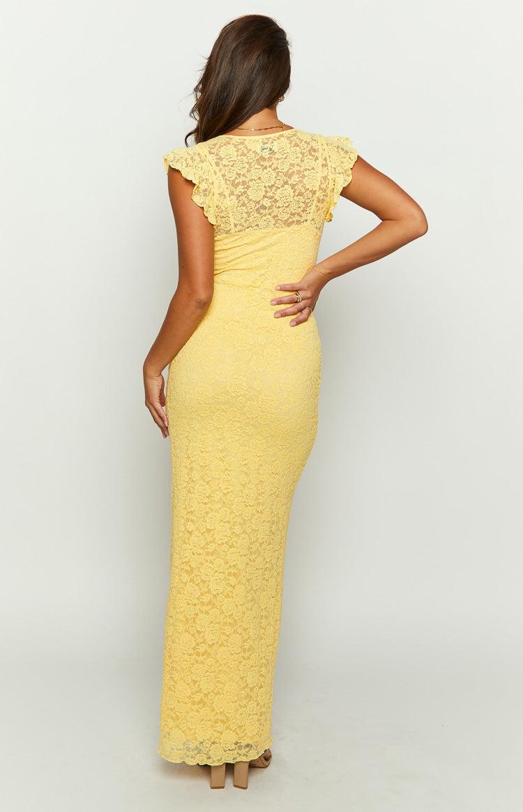 Blake Yellow Lace Maxi Dress Product Image