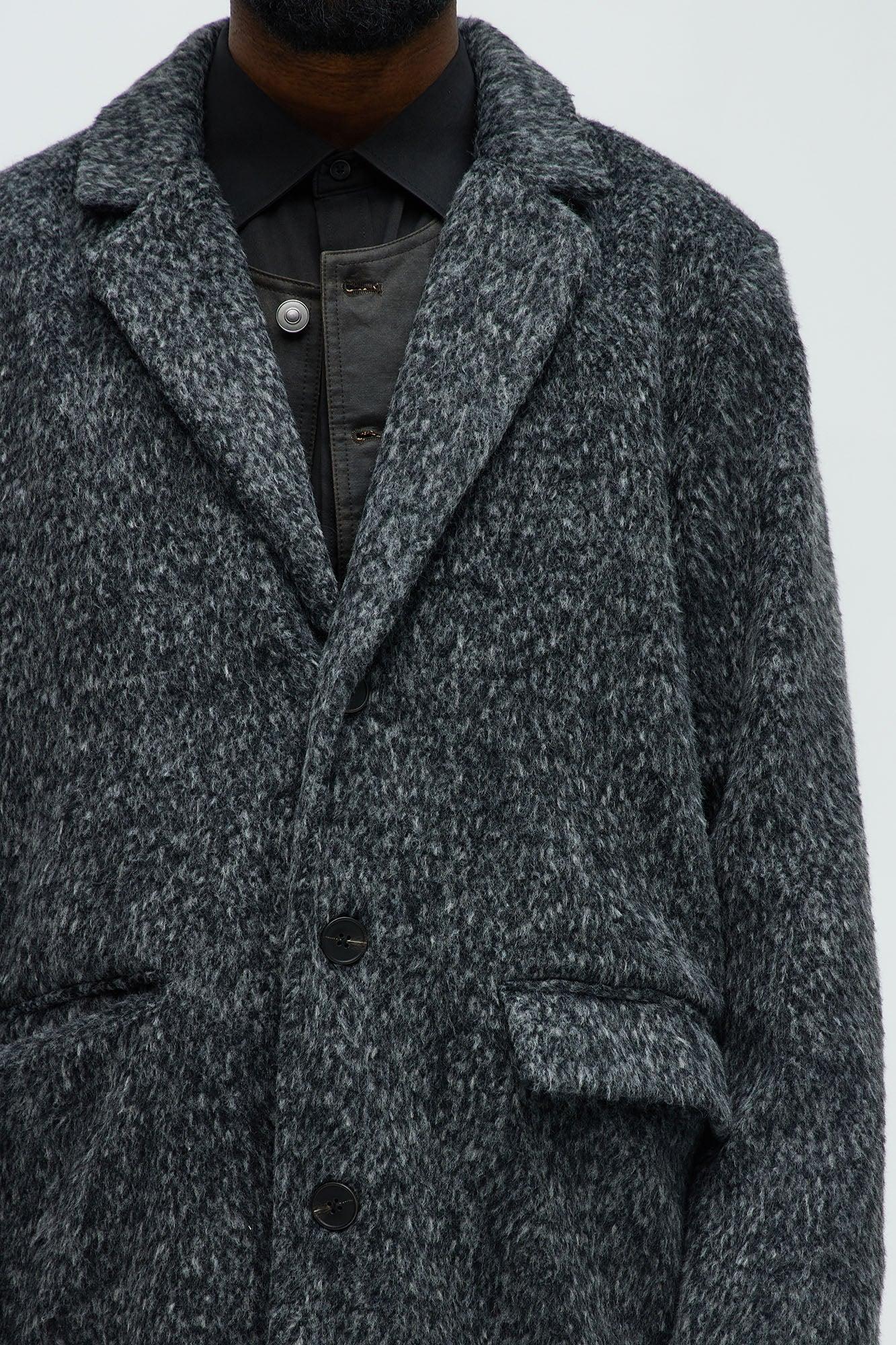 Been A Year Mohair Relaxed Long Coat - Black Product Image