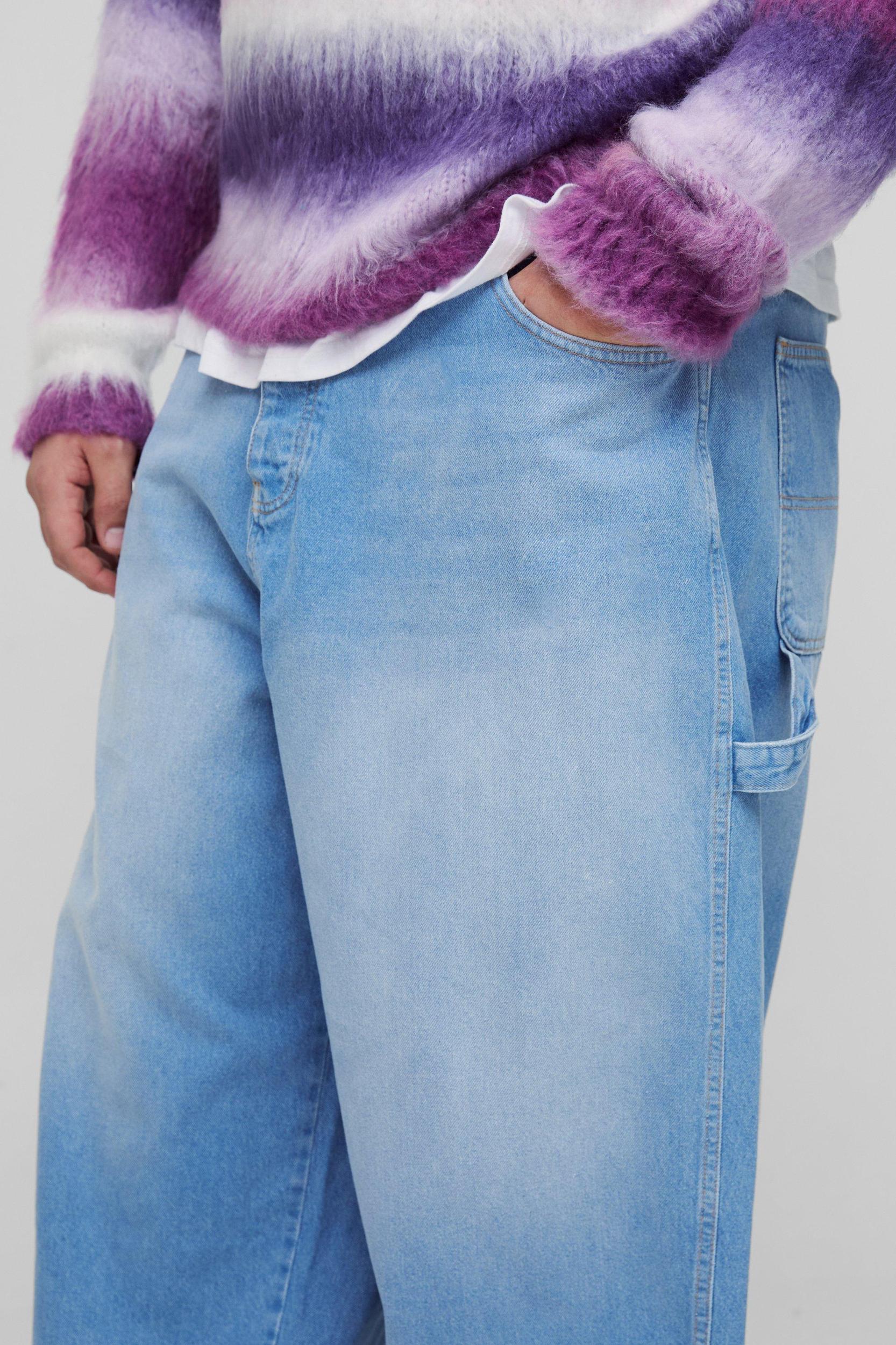 Plus Adjustable Waist Balloon Fit Carpenter Jeans | boohooMAN USA Product Image