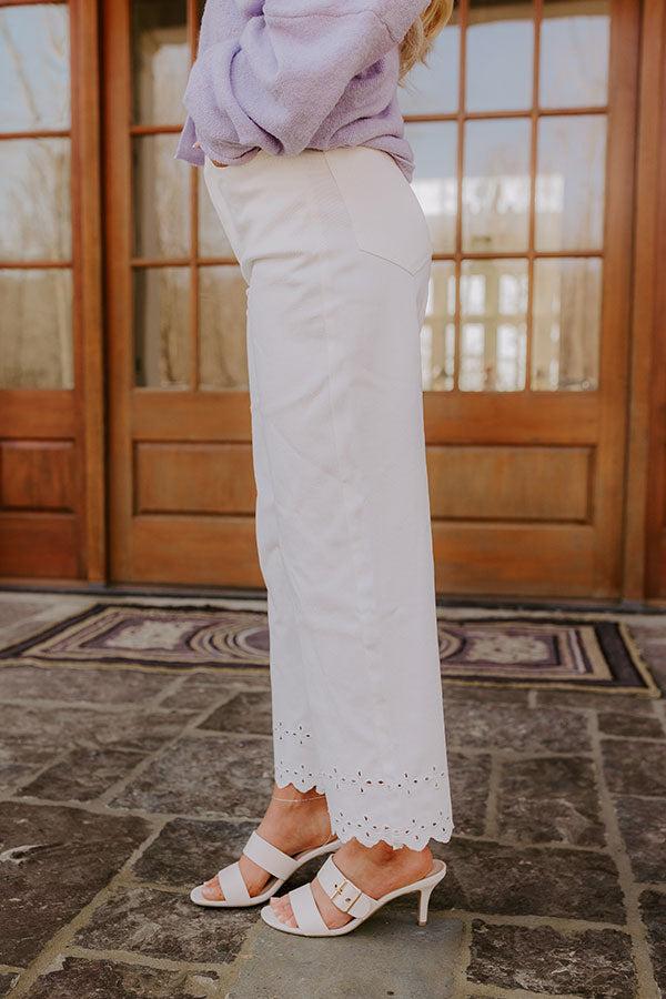 The Georgia High Waist Eyelet Pants in Ivory Product Image