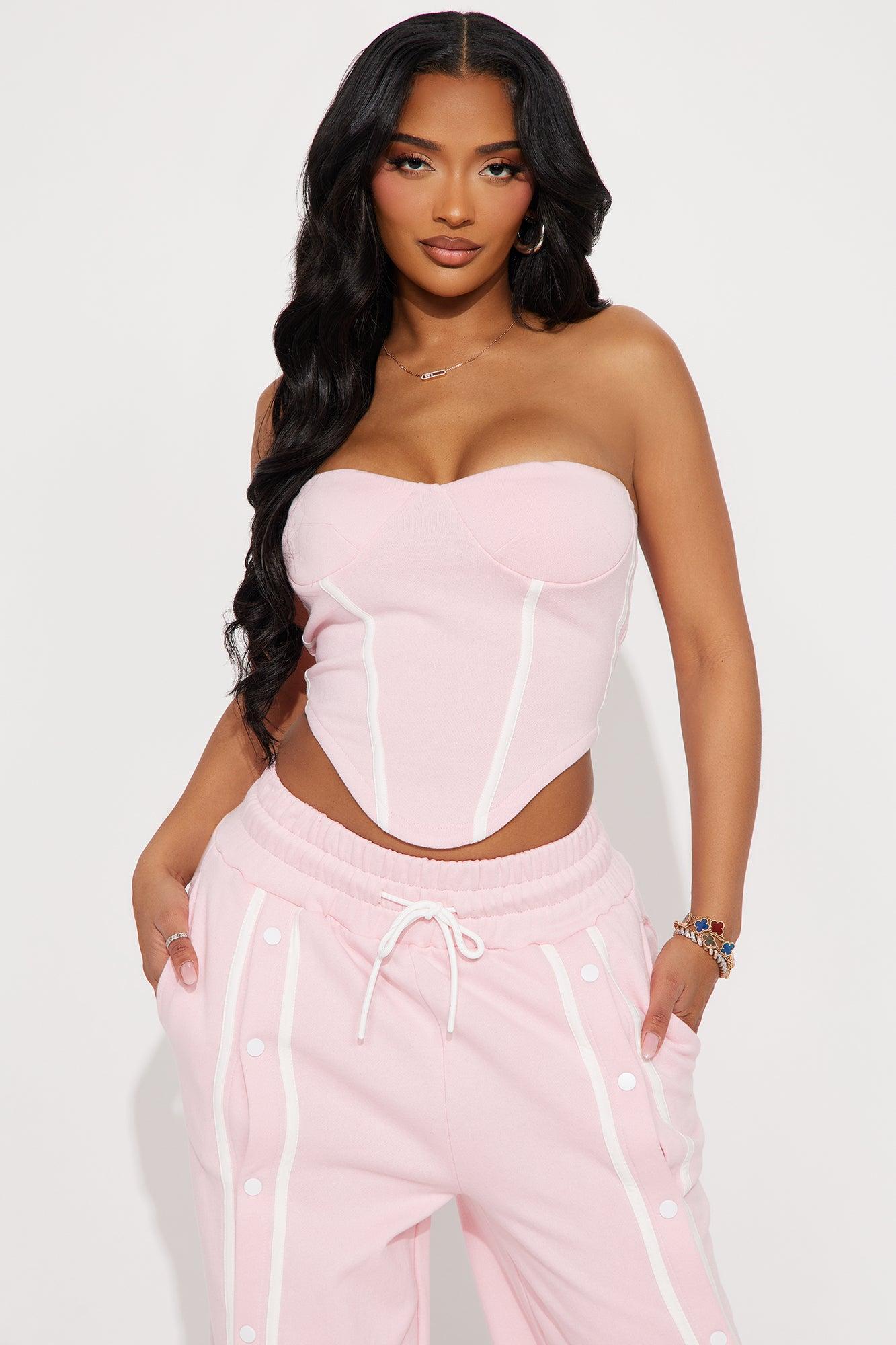 Sara Fleece Track Pant Set - Pink Product Image