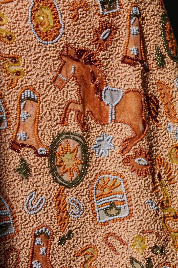 Giddy Up Beaded Mini Dress — Pink Product Image