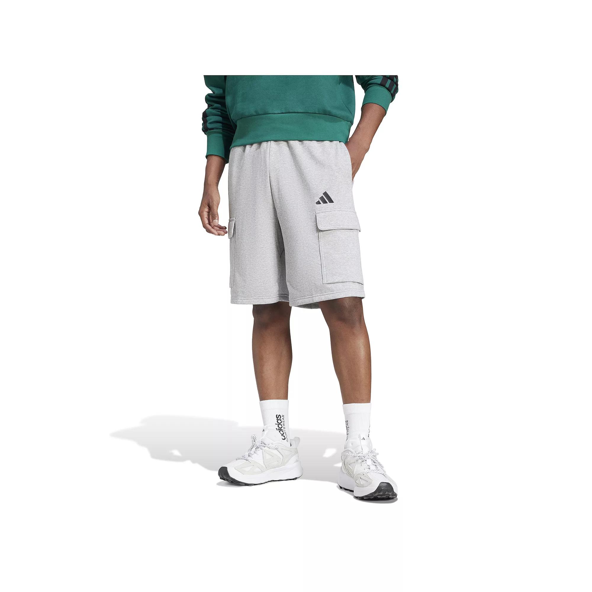 Men's adidas Essentials Feelcozy French Terry Cargo Shorts, Size: XXL, Mgh Product Image