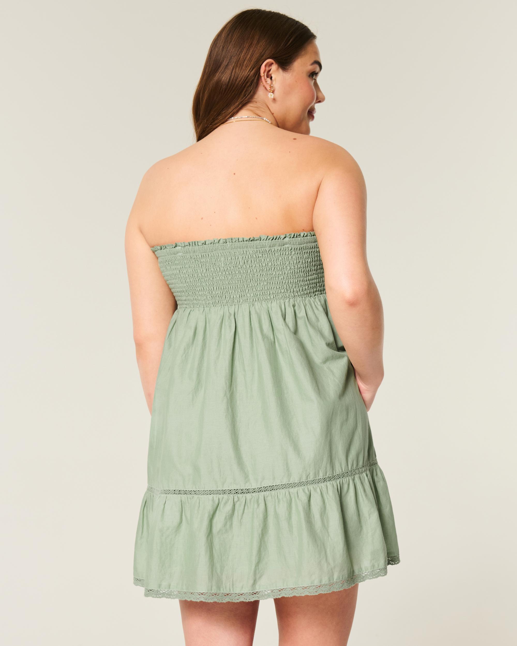 Strapless Embroidered Babydoll Dress Product Image