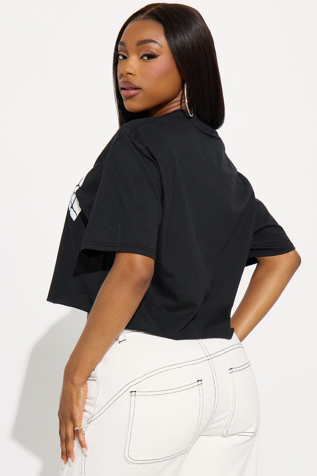 Skeleton Hands Cropped Tee - Black Female Product Image