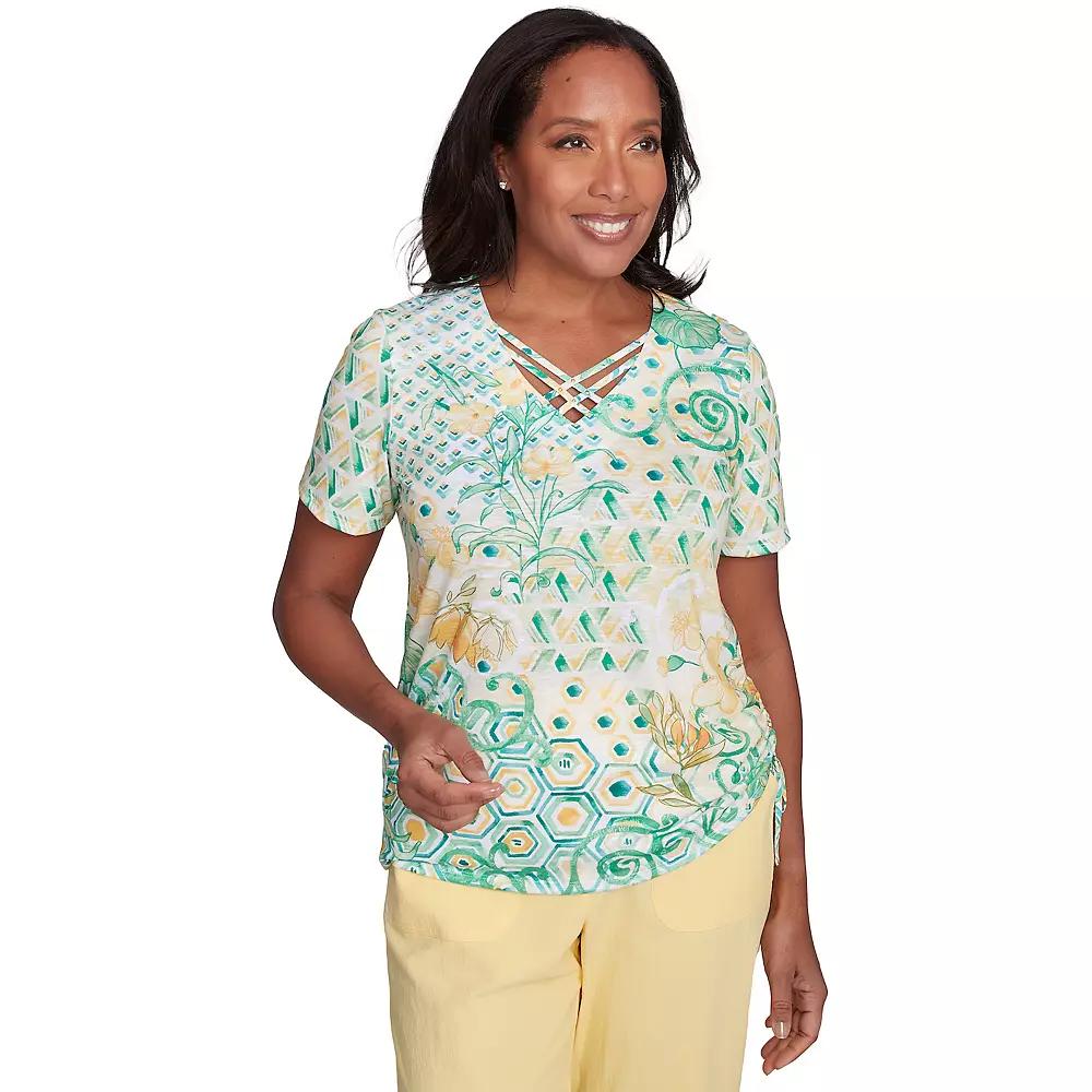 Women's Tropical Geometric Patchwork Tee,  Product Image
