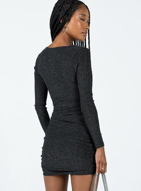 Monika Long Sleeve Mini Dress Black Product Image