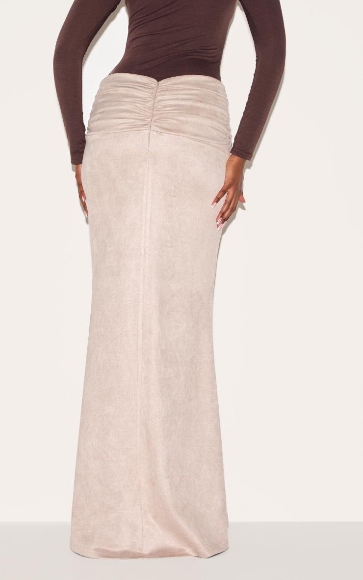 Stone Faux Suede Ruching Waist Detail Maxi Skirt Product Image